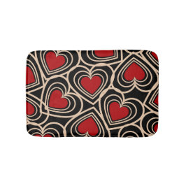 黒と赤の可愛いシンプルハート バスマット