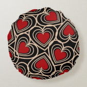 黒と赤の可愛いシンプルハート ラウンドクッション (裏面)