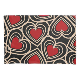 黒と赤の可愛いシンプルハート 枕カバー