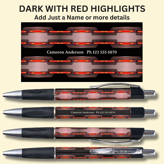 黒と赤の名前とオプションの詳細 ボールペン