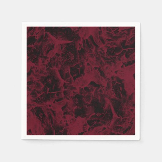 黒と赤の大理石パターン。 スタンダードカクテルナプキン (正面)