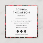 黒と赤の大理石抽象芸術QRコードソーシャルメディア スクエア名刺 (裏面)