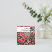 黒と赤の大理石抽象芸術QRコードソーシャルメディア スクエア名刺 (スタンド正面)