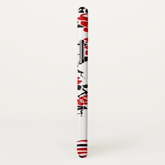 黒と赤の孔雀とさくらんぼの花アールヌーボー Case-Mate iPhoneケース (裏面/右)