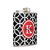 黒と赤の幾何学的ダイヤモンドカスタムモノグラム フラスク (右)