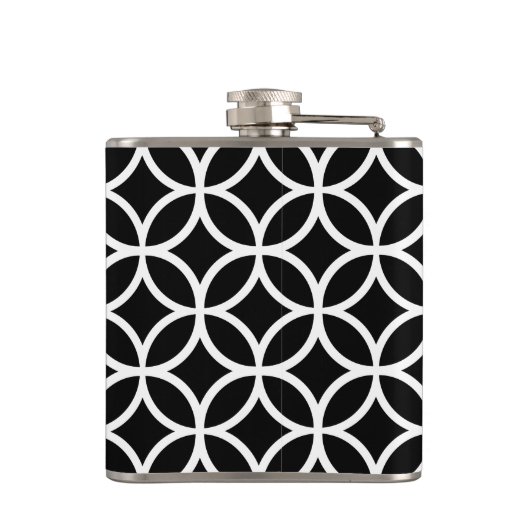 黒と赤の幾何学的ダイヤモンドカスタムモノグラム フラスク (裏面)