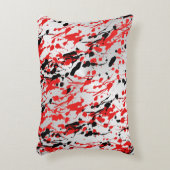 黒と赤の抽象芸術スプラッシュとドリップ アクセントクッション (正面(垂直))
