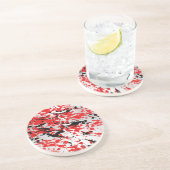 黒と赤の抽象芸術スプラッシュとドリップ コースター (側面)