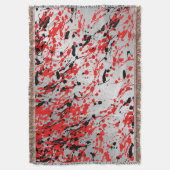 黒と赤の抽象芸術スプラッシュとドリップ スローブランケット (正面縦)