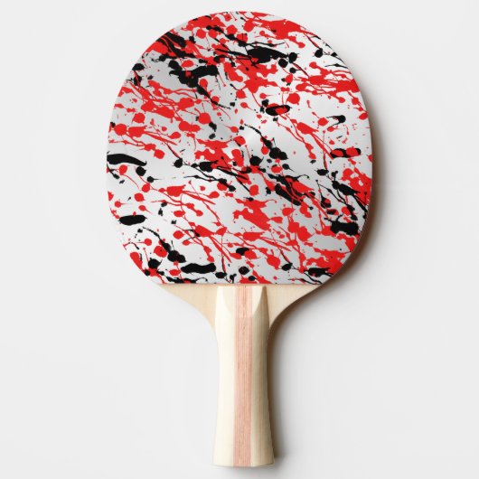 黒と赤の抽象芸術スプラッシュとドリップ 卓球ラケット (裏面)