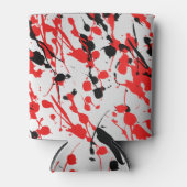 黒と赤の抽象芸術スプラッシュとドリップ 缶クーラー (正面)