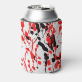 黒と赤の抽象芸術スプラッシュとドリップ 缶クーラー (缶裏面)