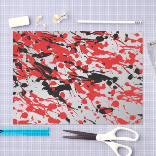 黒と赤の抽象芸術スプラッシュとドリップ 薄葉紙 (クラフト)
