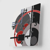 黒と赤の抽象芸術絵画の幾何学的 スクエア壁時計 (傾斜)