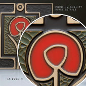 黒と赤の抽象芸術花ミッドセンチュリー タイル