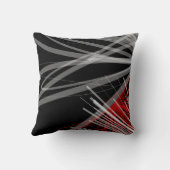 黒と赤の抽象芸術芸術的リボン装飾用クッション クッション (裏面)