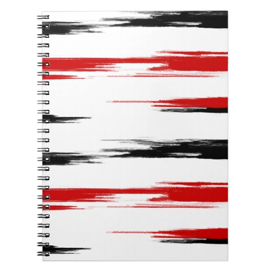 黒と赤の抽象芸術 ストライプの ノートブック (正面)