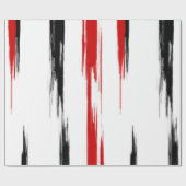 黒と赤の抽象芸術 ストライプの ラッピングペーパー (フラット)