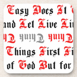 黒と赤の文字回復スローガン コースター