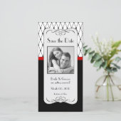 黒と赤の日付の写真カードを保存 セーブザデート (スタンド正面)