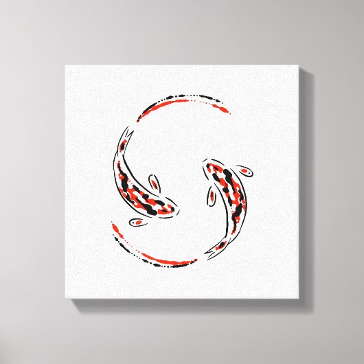 黒と赤の日本のコイの芸術的魚 キャンバスプリント (正面)