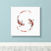 黒と赤の日本のコイの芸術的魚 キャンバスプリント (インサイチュ (ウッドフロア))