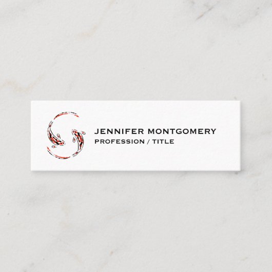 黒と赤の日本のコイの芸術的魚 スキニー名刺 (正面)