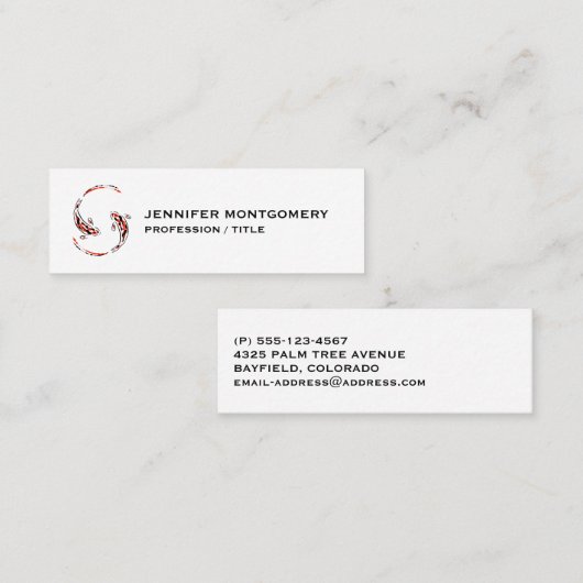 黒と赤の日本のコイの芸術的魚 スキニー名刺 (正面/裏面)