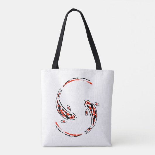 黒と赤の日本のコイの芸術的魚 トートバッグ (裏面)