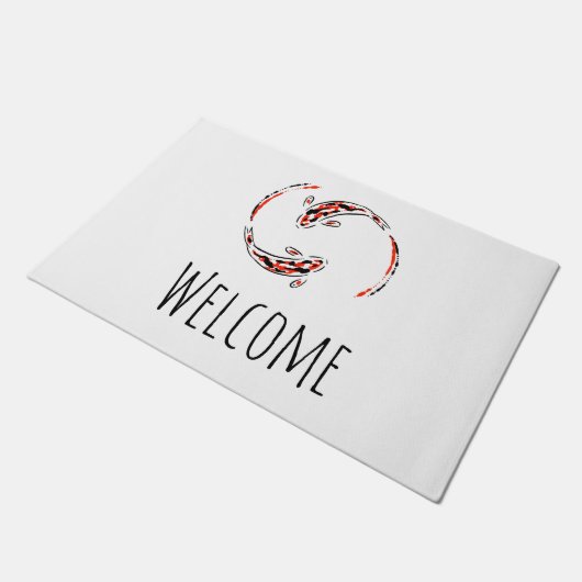 黒と赤の日本のコイの芸術的魚 ドアマット (アングル)