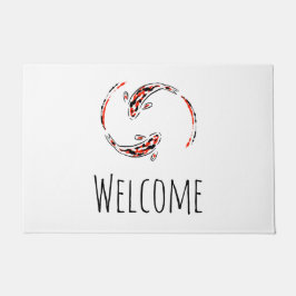 黒と赤の日本のコイの芸術的魚 ドアマット