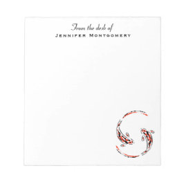 黒と赤の日本のコイの芸術的魚 ノートパッド