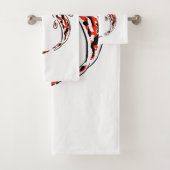 黒と赤の日本のコイの芸術的魚 バスタオルセット (インサイチュ)