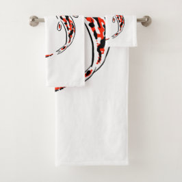黒と赤の日本のコイの芸術的魚 バスタオルセット