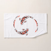 黒と赤の日本のコイの芸術的魚 バスタオルセット (ハンドタオル)