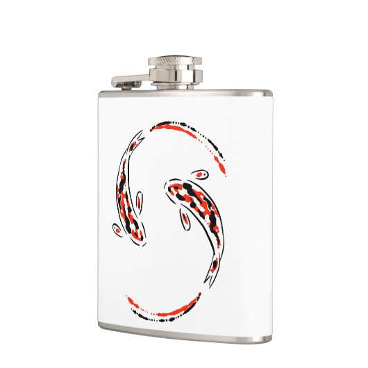 黒と赤の日本のコイの芸術的魚 フラスク (左)