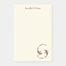 黒と赤の日本のコイの芸術的魚 ポストイット