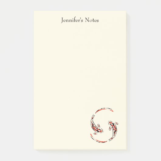 黒と赤の日本のコイの芸術的魚 ポストイット (正面)