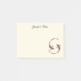 黒と赤の日本のコイの芸術的魚 ポストイット