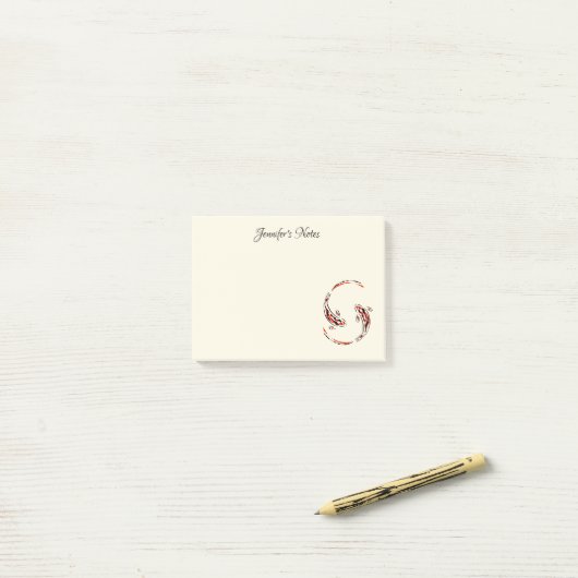 黒と赤の日本のコイの芸術的魚 ポストイット (デスク上)