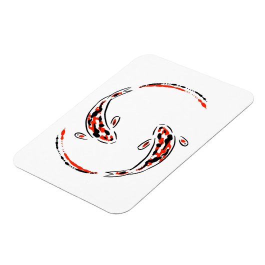 黒と赤の日本のコイの芸術的魚 マグネット (左側)