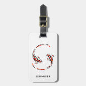黒と赤の日本のコイの芸術的魚 ラゲッジタグ (正面縦)