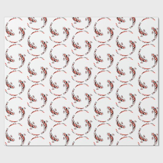 黒と赤の日本のコイの芸術的魚 ラッピングペーパー (フラット)