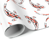 黒と赤の日本のコイの芸術的魚 ラッピングペーパー (ロールコーナー)