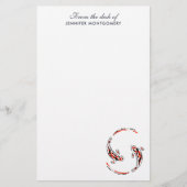 黒と赤の日本のコイの芸術的魚 便箋 (正面)