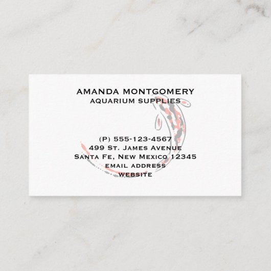 黒と赤の日本のコイの芸術的魚 名刺 (裏面)