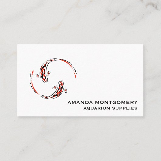 黒と赤の日本のコイの芸術的魚 名刺 (正面)