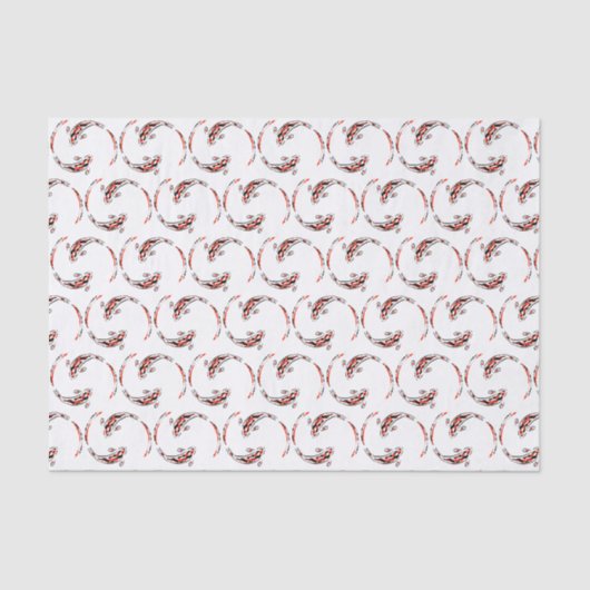 黒と赤の日本のコイの魚の芸術的模様 薄葉紙 (正面)