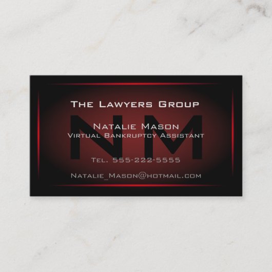 黒と赤の枠モノグラム – 名刺 (正面)