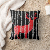 黒と赤の樺の木ツリーフォレスト枕 クッション (ブランケット)